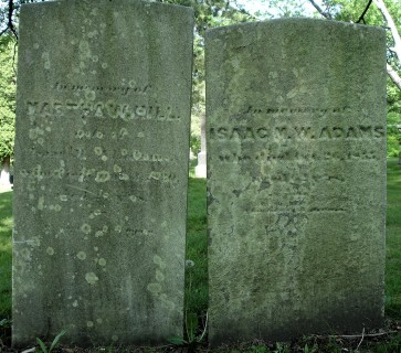 Headstones, Martha Hill and Issac Adams