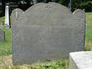 Headstone, Josiah Winchester 1723